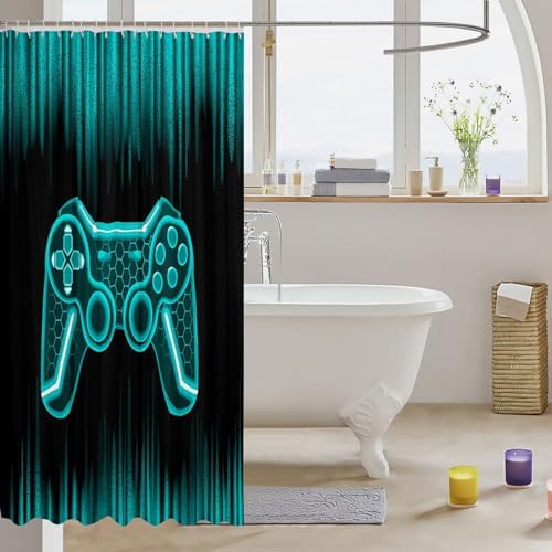 Feelyou Gamer Shower Curtain 72x72 Kids Game Controller Bath Set