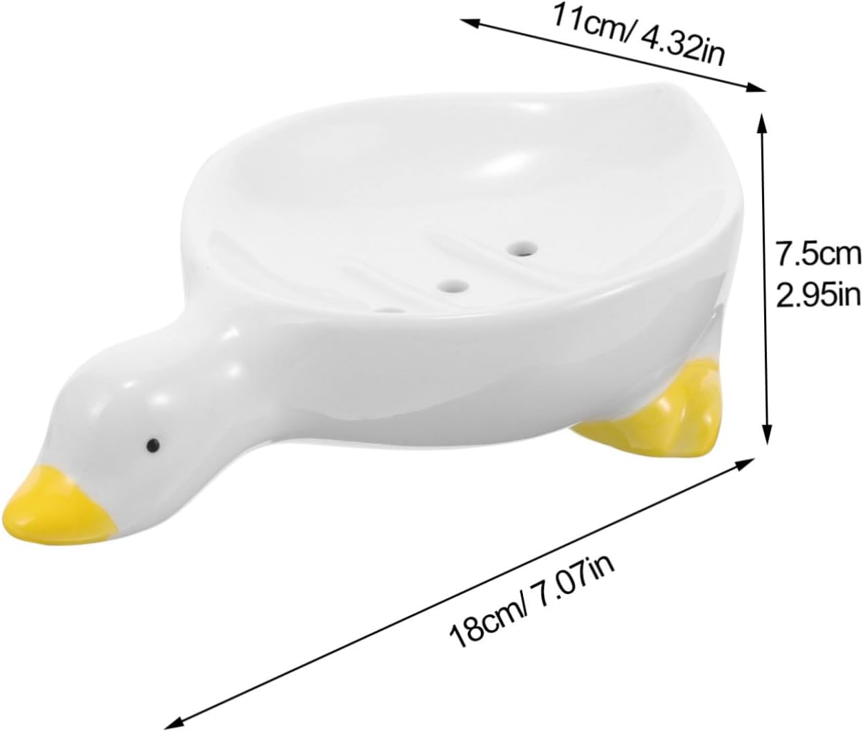 Ciieeo Duck Soap Case Self Draining Holder Ceramic Dish