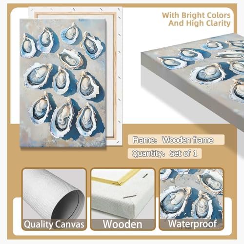Retro Simple Oyster Poster 12x16in Framed