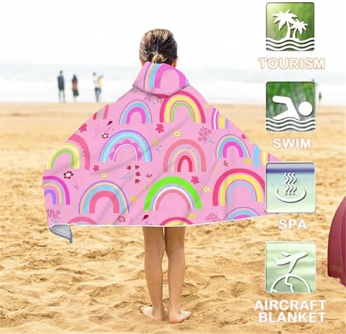 Bonsai Tree Rainbow Hooded Beach Towel for Kids