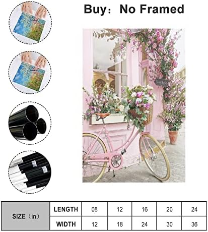 Paris Florist Romantic Pink Bike Wall Art Painting