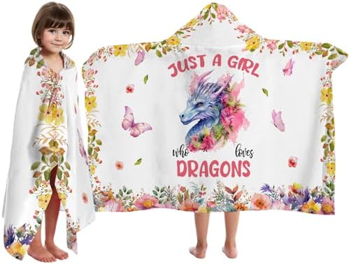 Dragon Hooded Bath Towels for Girls