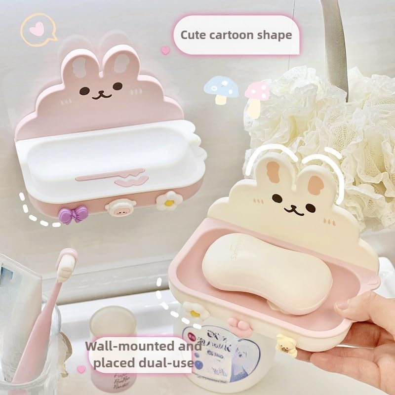 Cartoon Rabbit Soap Dish for Kids White