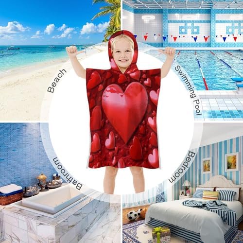 Kids Hooded Towel with Love Print