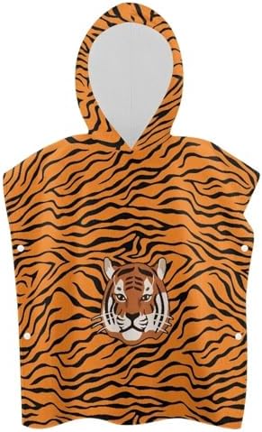 Tiger Stripe Kids Hooded Bath Towel Poncho Large