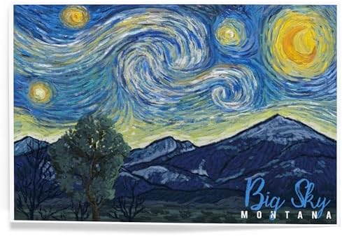 Lantern Press 8x12 Art Print Big Sky Montana Starry Night