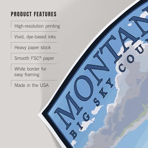 Lantern Press 8x12 Art Print Montana Big Sky Country Bison