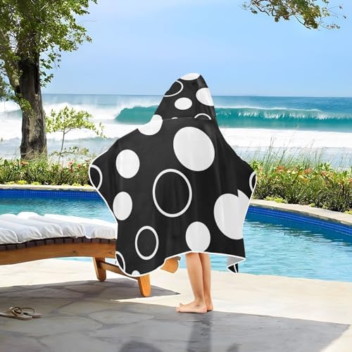 CHIFIGNO Kids Hooded Pool Towel with Polka Dots