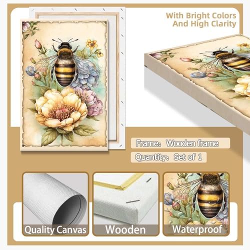Vintage Floral Wasp Poster 24x36 Framed