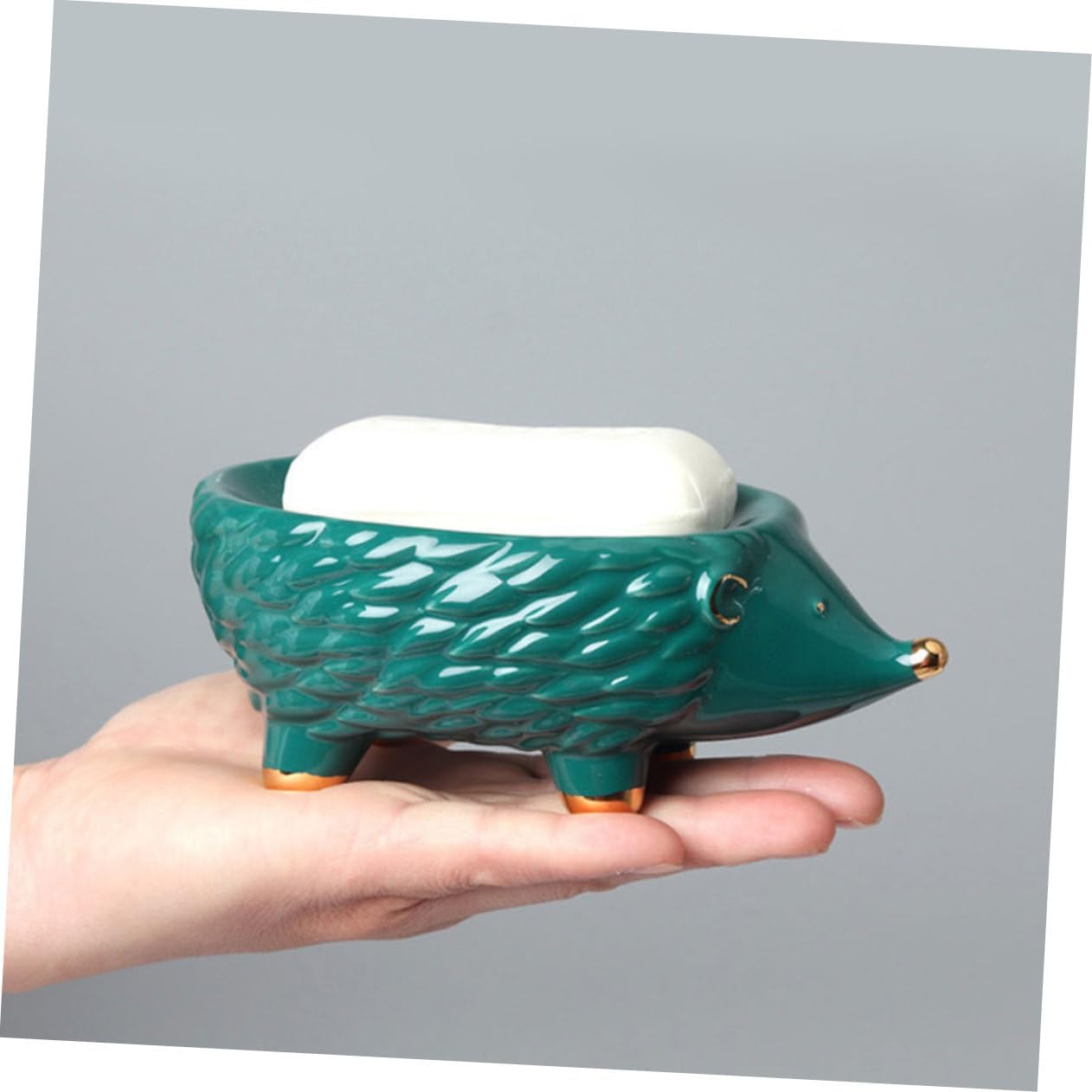 Ceramic Hedgehog Soap Dish with Self-Draining Design