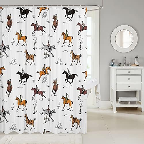 Erosebridal Racing Horse Waterproof Bath Curtain Set