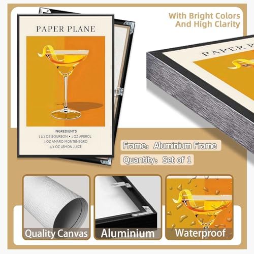 Vintage Cocktail Poster 12x16in Framed Wall Art