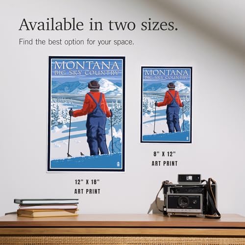 Lantern Press 8x12 Art Print Montana Big Sky Country Skier Admiring 1