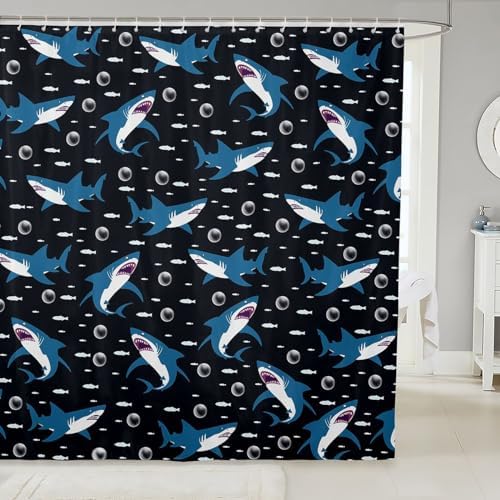 Feelyou Shark Bath Curtain Set for Kids 72x72