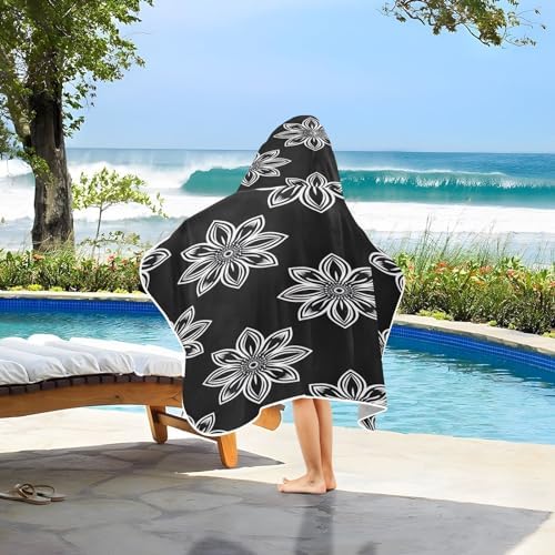 Msyxl Simple Flower Pattern Hooded Kids Bath Towel
