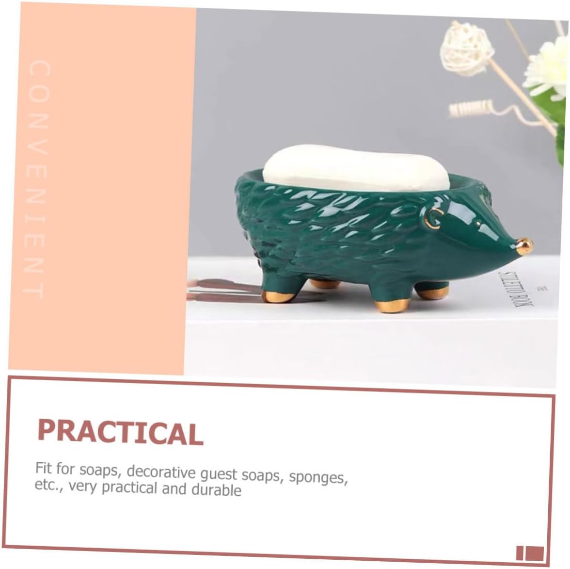 ABOOFAN Cartoon Hedgehog Soap Holder Ceramic Tray