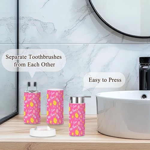 Pink Princess Kids Bathroom Accessories Set 6 Pcs