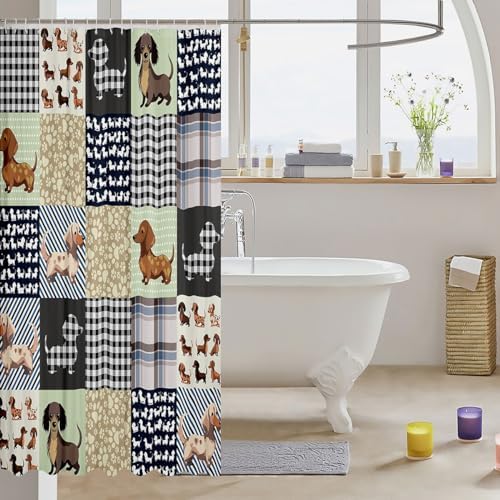 Feelyou Sausage Dog Bath Curtain 72x72 Kids Bathroom Decor