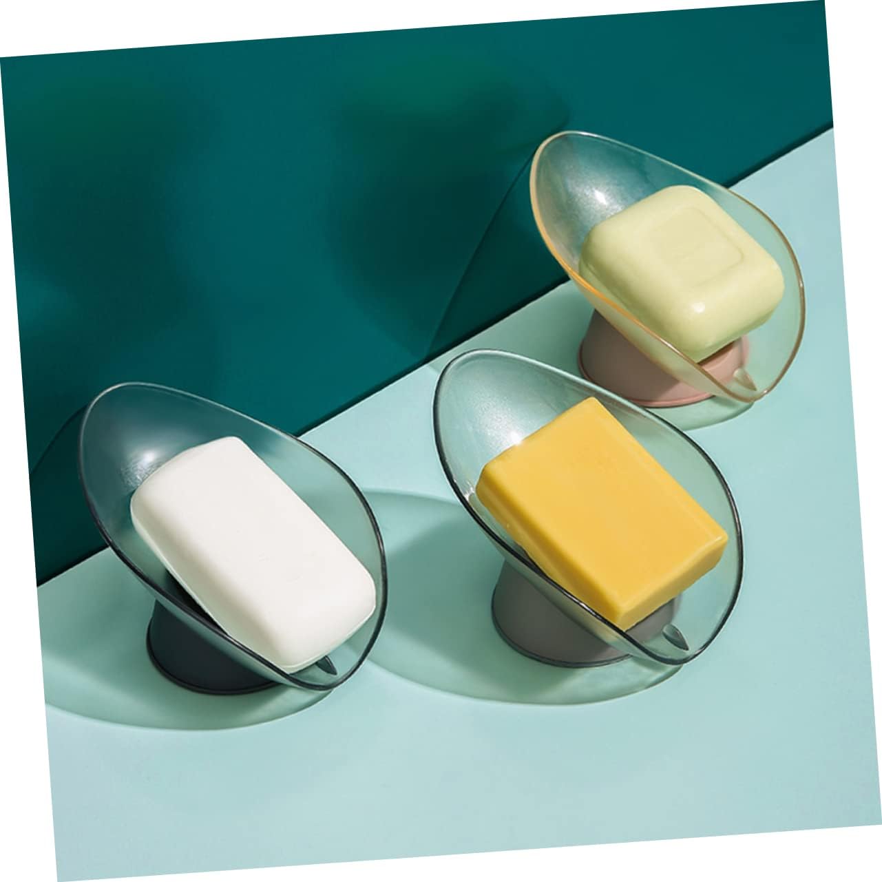 GLEAVI Leaf Shape Soap Holder 2Pcs Creative Storage Container for Bathroom