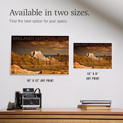 Lantern Press 8x12 Art Print Badlands National Park Stormy Sky