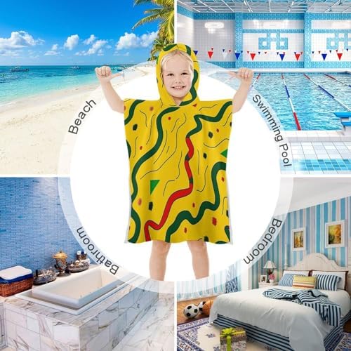 Kids Hooded Bath Towel with Wavy Lines