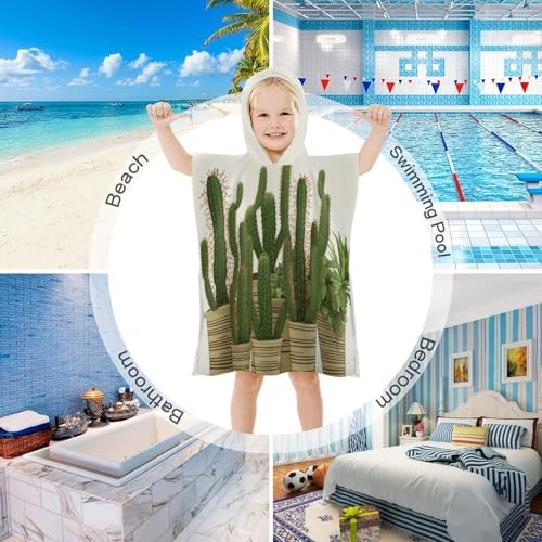 YTDRZ Kids Hooded Beach Towel with Cactus Print
