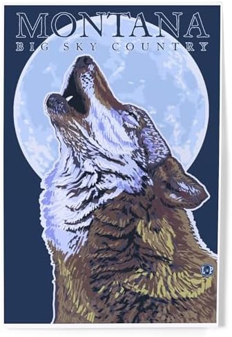Lantern Press 8x12 Art Print Montana Big Sky Country Howling Wolf