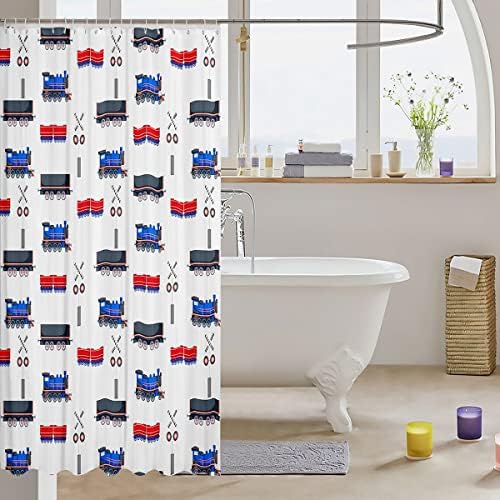 Cartoon Train Bath Curtain for Boys Kids