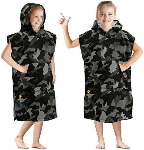 SUN CUBE Kids Hooded Swim Poncho Robe for Beach and Pool Use