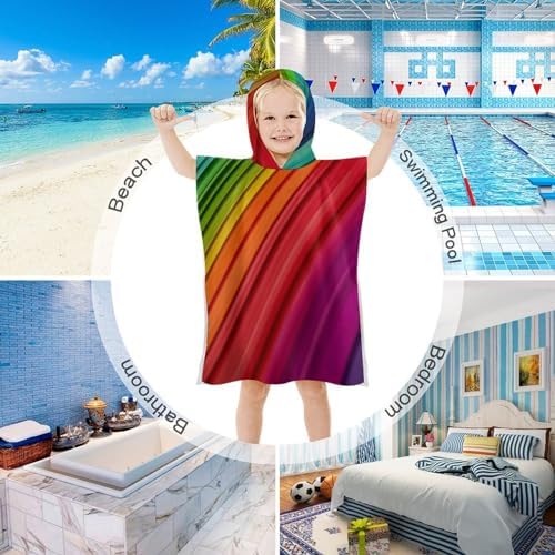 Kids Hooded Bath Towel with Rainbow Stripes