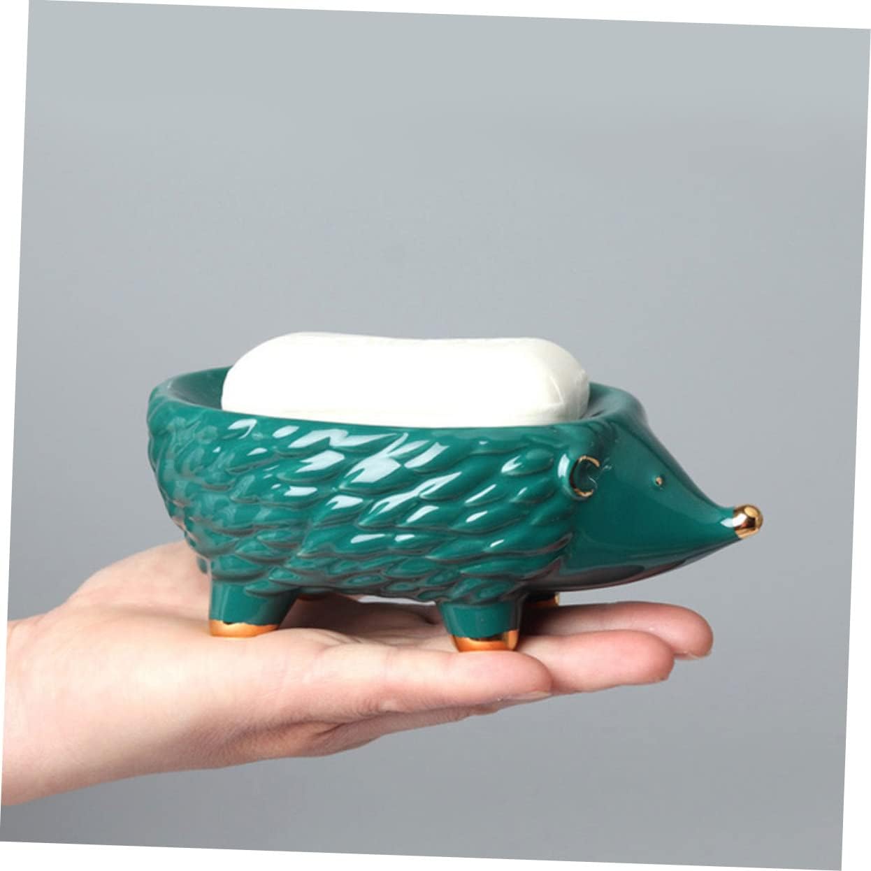 Elegant Nordic Ceramic Soap Holder with Cartoon Hedgehog Design
