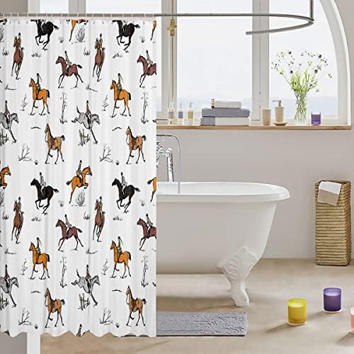 Erosebridal Racing Horse Waterproof Bath Curtain Set