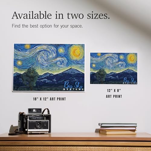 Lantern Press 8x12 Art Print Big Sky Montana Starry Night