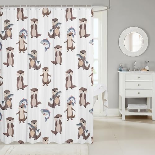 Feelyou Sea Otter Cartoon Shower Curtain Set for Kids