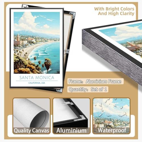 Santa Monica Coast Framed Poster 24x36in