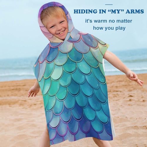 Kids Hooded Bath Towel Mermaid Print