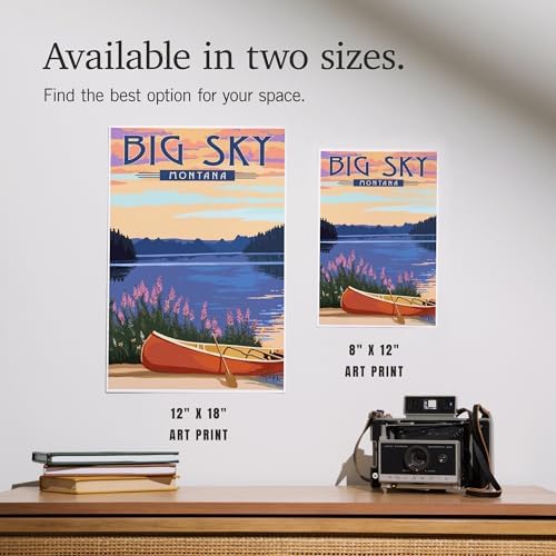 Lantern Press 8x12 Art Print Big Sky Montana Canoe Lake