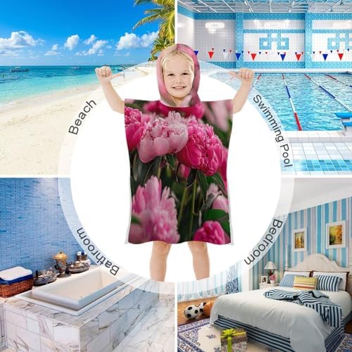Kids Hooded Bath Towel with Flower Design