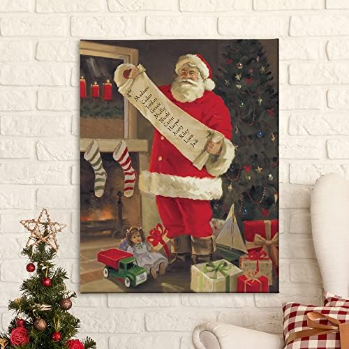 Personalized Santas List Canvas Family Christmas Decor
