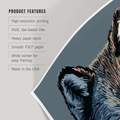 Lantern Press 8x12 Wolf Art Print Montana Big Sky