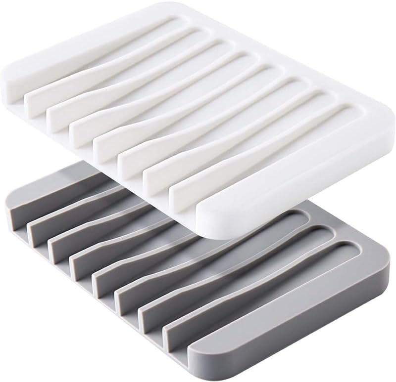 Premium Soap Dish Wall-MountedTabletop White Gray Fits All Soaps