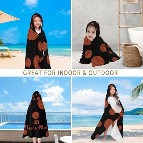 Deven Sport Basketball Personalized Hooded Bath Towel for Kids