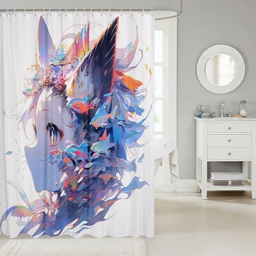 Erosebridal Japanese Anime 3D Cartoon Shower Curtain Set