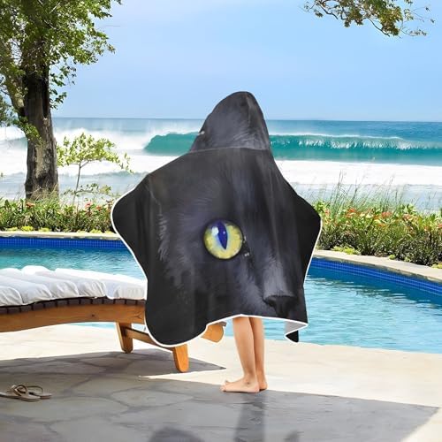 Black Cat Kids Bath Towel 24x50 Inch Hooded Wrap