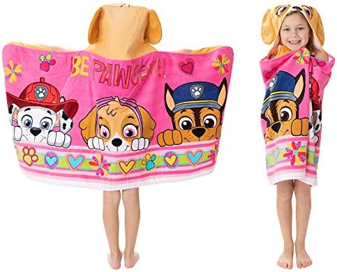 Franco Paw Patrol Pink Hooded Bath Towel Wrap for Kids