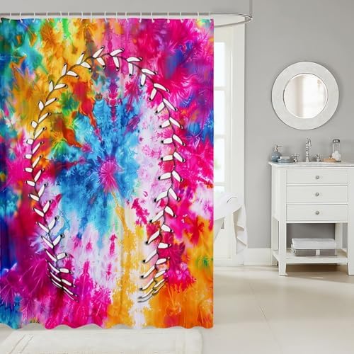 Feelyou Baseball Shower Curtain Set 72x78 Kids Bathroom
