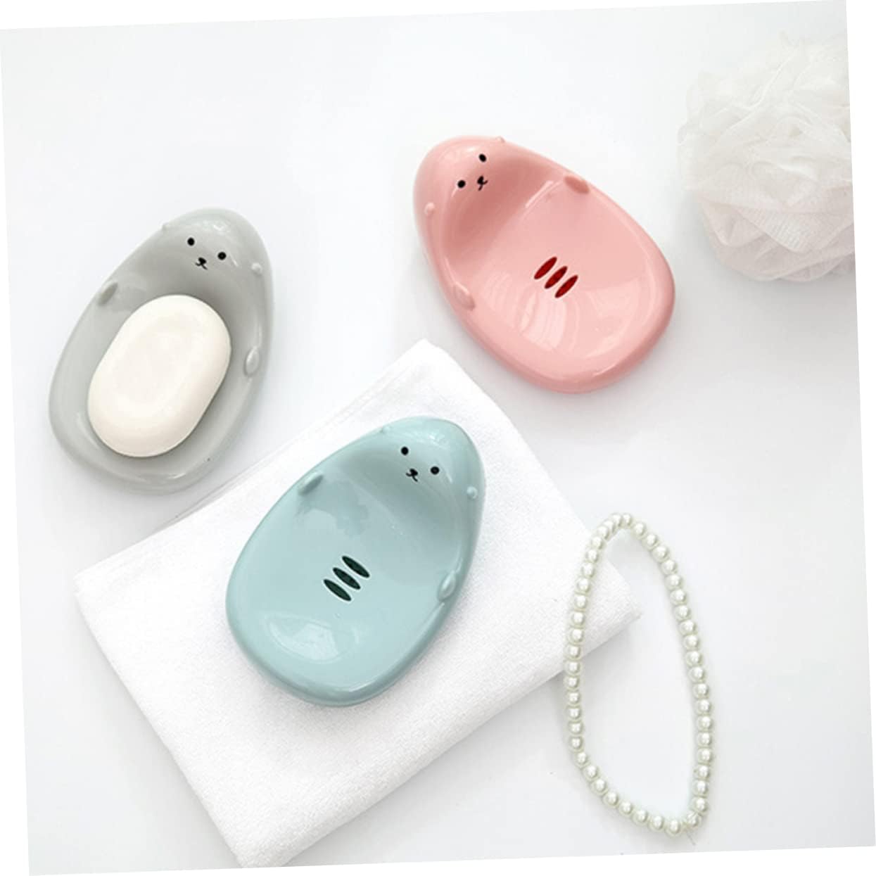 Ciieeo Round Cartoon Soap Holder for Kids Bathroom