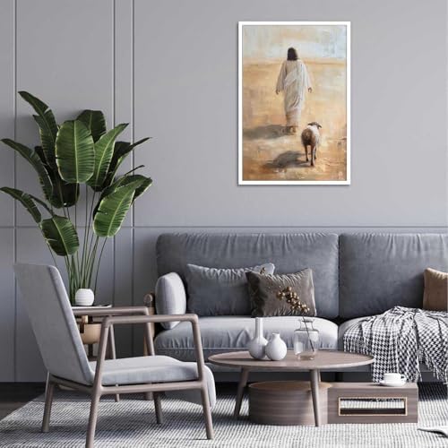 Jesus And The Lamb Poster 12x16in Unframed Wall Art
