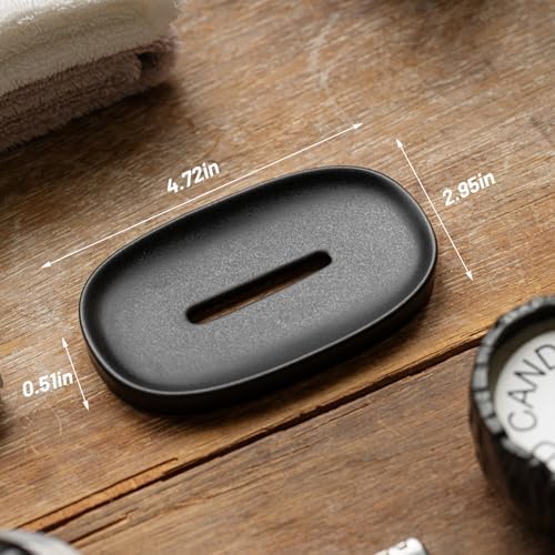 Ceramic Soap Dish with Drain and Easy Cleaning