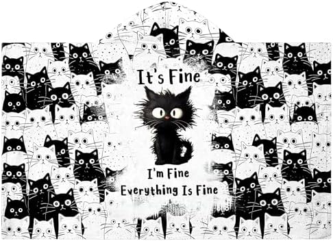 Black Cats Hooded Beach Towel for Kids